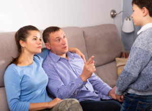 parents discussing with child